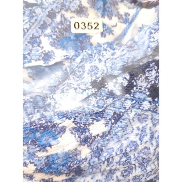 Nina Leonard Dress 1X Blue Geo Print Sleeveless Short Vneck Aline knee length - Picture 11 of 11